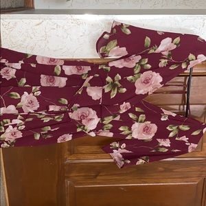 Floral pink and red romper, size medium